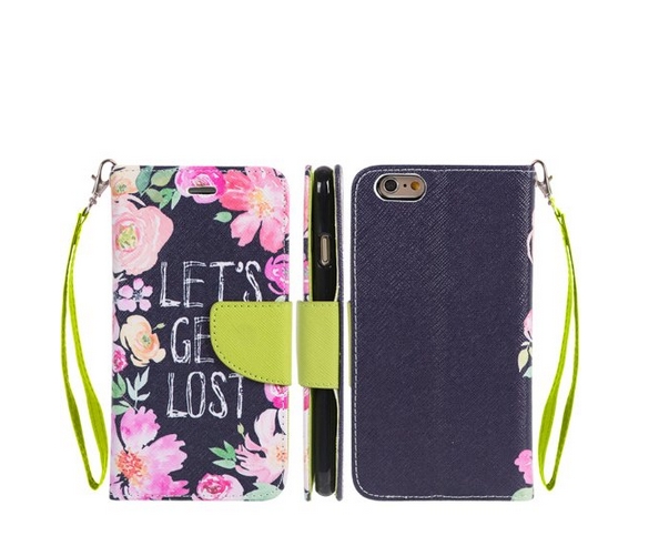 Apple iPhone 6  6s Trndy Leather Flip Wallet Case Let s Get Lost